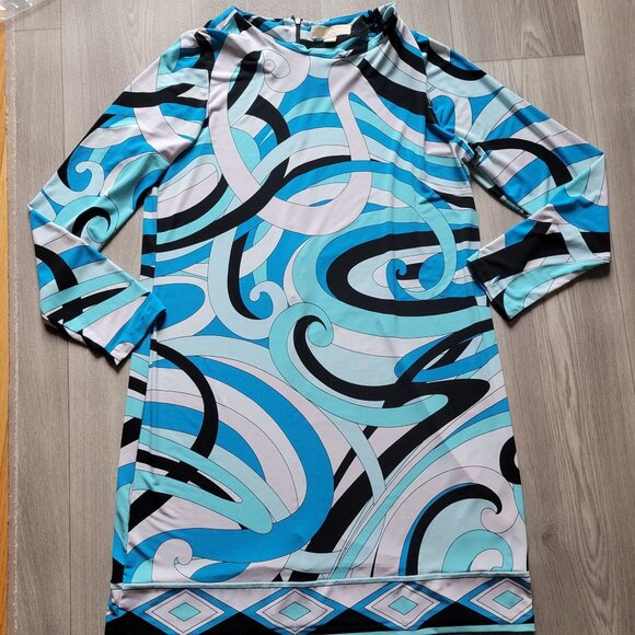 Michael Kors Womens Long-Sleeve Swirl Print Dress XL - Picture 2 of 6